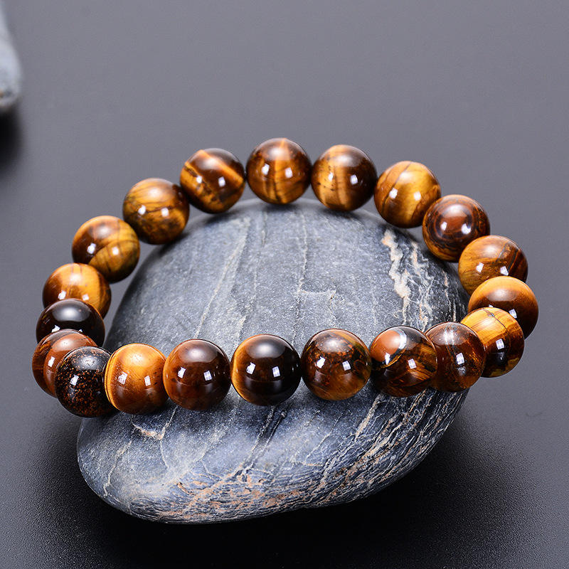 European and American Natural Stone Bracelet Handmade Bead Single Circle Yellow Tiger Eye Bracelet Wholesale
