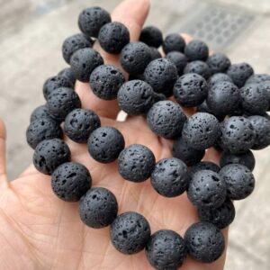 Classic Natural Black Lava Rock Stone Yoga Essential Oils Holder Elastic Beaded Diffuser Bracelet for Wedding Anniversary Gift